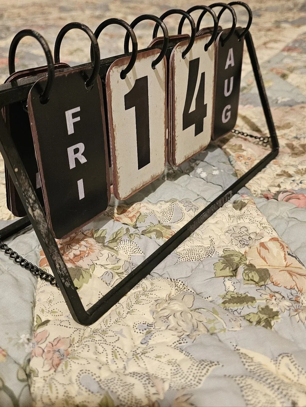 Perpetual Distressed Flip Desk Calendar - Black and White